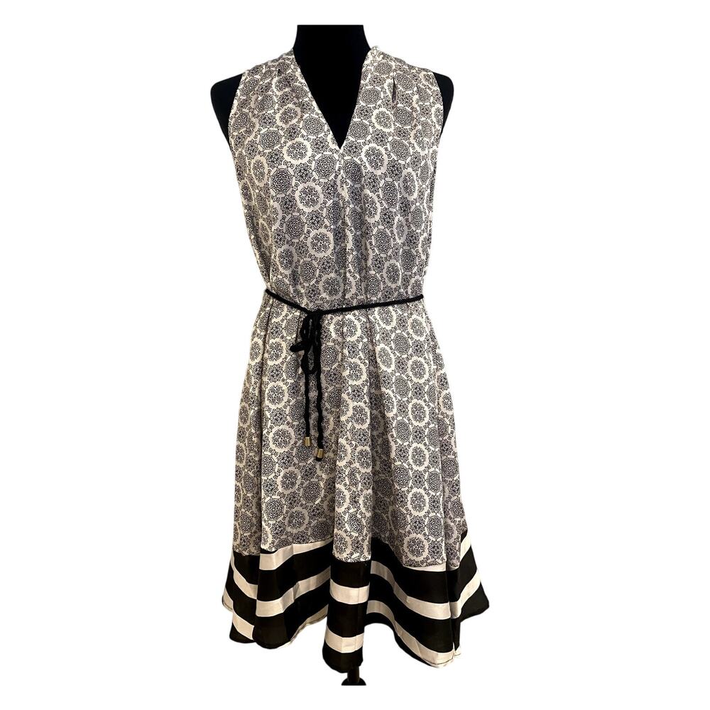 Black and White Peter Som Sleeveless Sundress with Tie Waist Size S